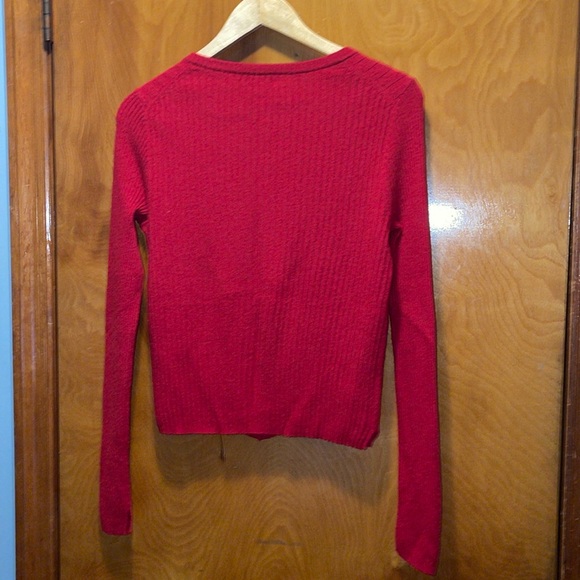 Alex Mill Red Ribbed Button-Front Cardigan - Picture 6 of 7